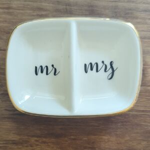 Gold-Trimmed Mr & Mrs Ceramic Dish